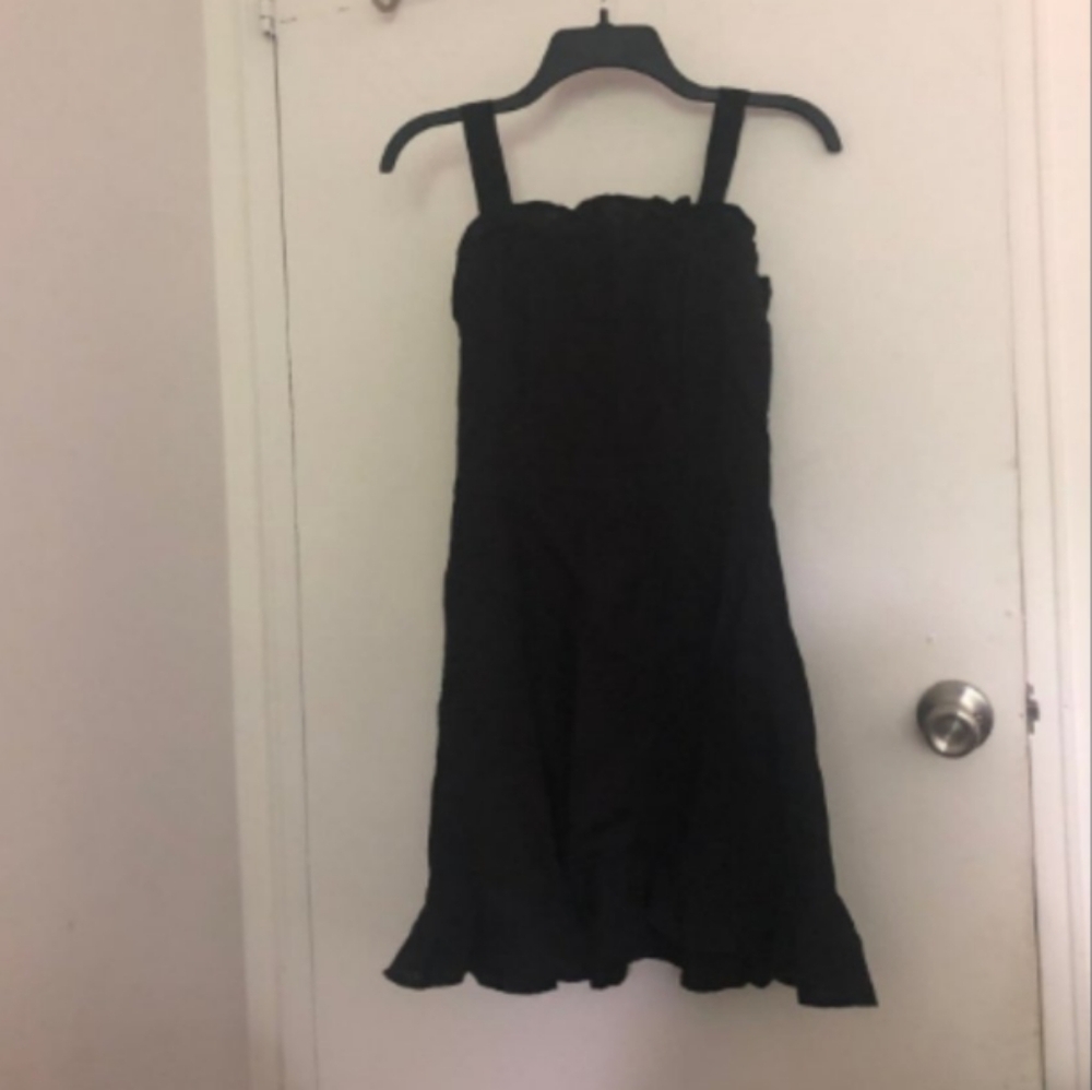 NWT & Other Stories Black Linen Smocked Sleeveless Mini Dress Sz 4